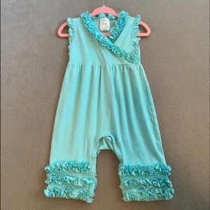 Baby girl ruffle romper EUC